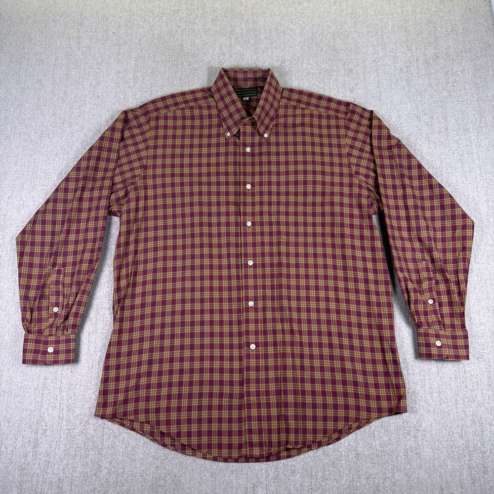 J McLaughlin Shirt Men Large Red Plaid Long Sleeve Button Down Casual‎ Formal